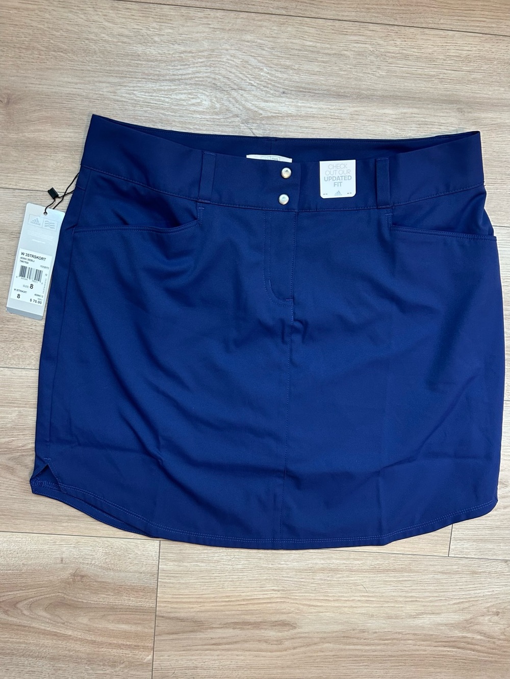 NWT Adidas Navy Performance Mini Skirt with Front Snaps